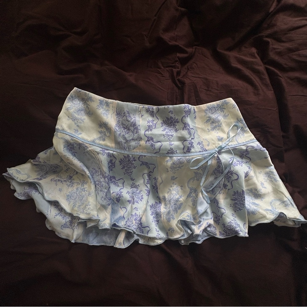 Urban Outfitters Low Rise Floral Ruffle Mini Skirt